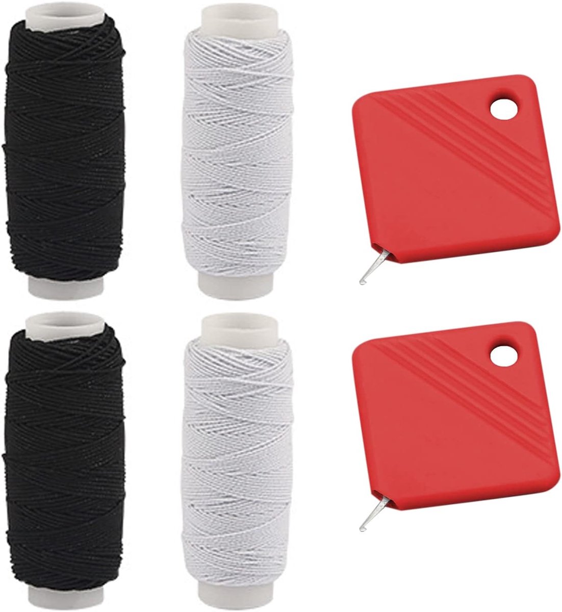 Naaien, 2 rijggereedschappen, elastisch koord, zwart en wit garen, naaibenodigdheden (0,5 mm x 27,4 m)