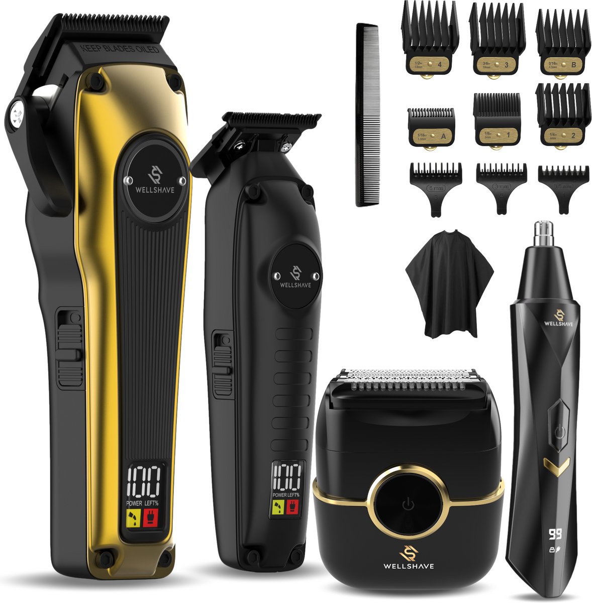 Wellshave Barber Bro 3.0 - Barber Set - Kappers set - Tondeuse Mannen - Foil Shaver - Hair Clipper - Kappers Tondeuse - Trimmer voor haar & baard - Neustrimmer - Head Shaver - Tondeuse set