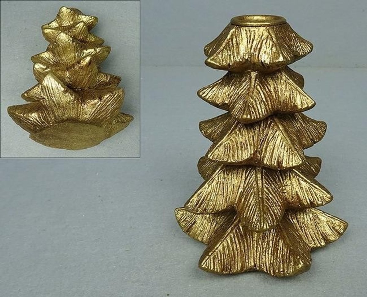 Kandelaar Kerstboom M goudkleur 11,8x10x15cm
