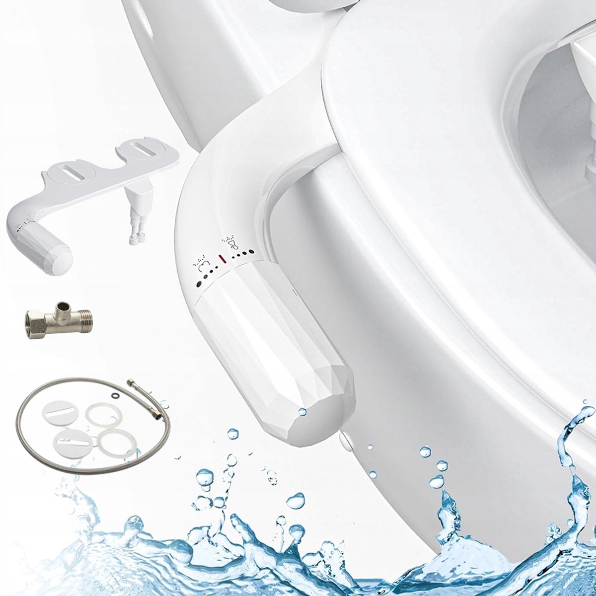 Toiletdouche - Bidet Douche - Toilet Bidet Opzetstuk - 2 Sproeiers - 6,35 mm - Messing - Instelbare Waterdruk - Voor Ouderen en Zwangeren - Bidet Accessoires