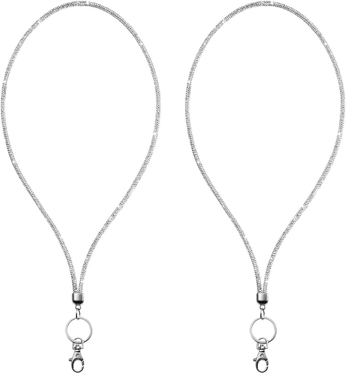 2 stuks strass-koord voor mobiele telefoon, ID-kaarthoes, multifunctionele hanger halsband, lange glanzende lengte, bureaukoord.