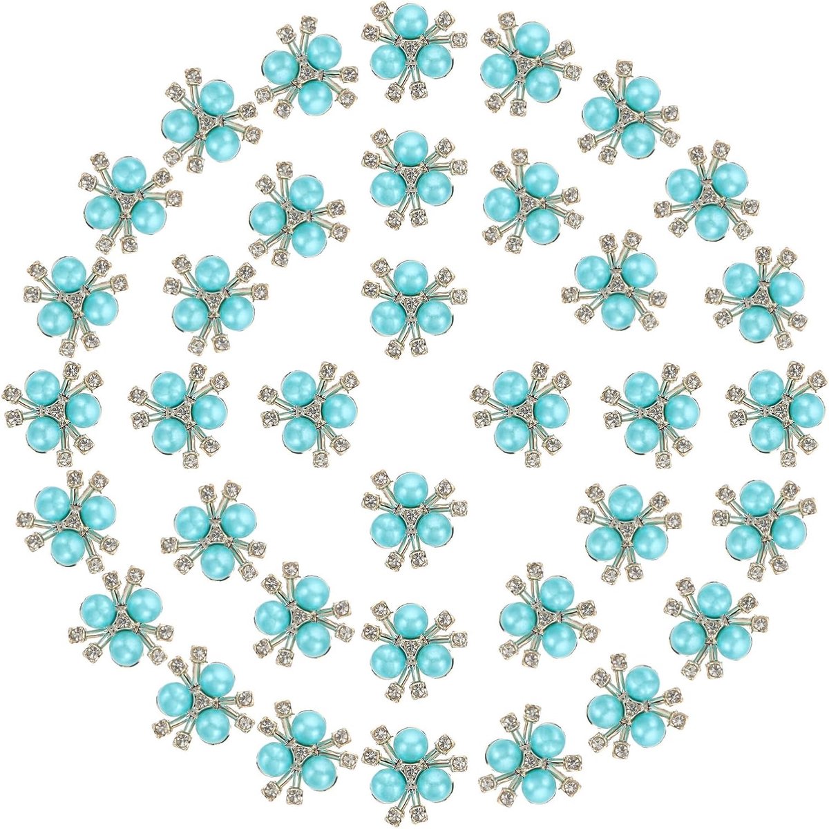 40 stuks Parel Bloemknoppen, Stras Parel Knoppen Versieringen, Blauw