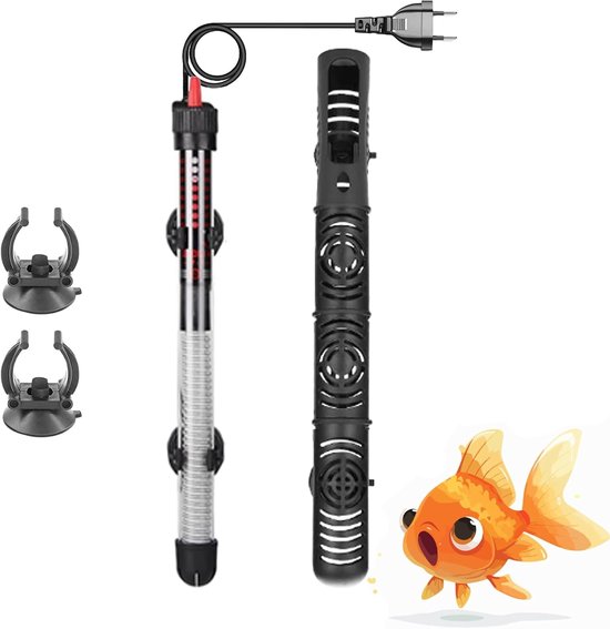 Aquariumverwarming, 200 liter, 200 W, verwarmingselement voor aquarium, instelbare aquariumverwarming met zuignappen, waterdichte thermostaat, verwarmingselement voor visbekken en