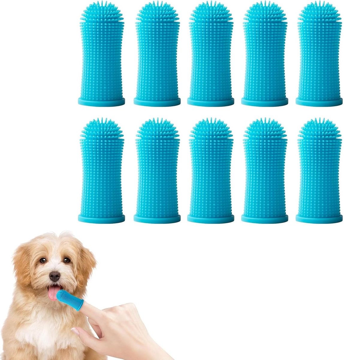 vinger tandenborstel set voor honden en katten, 10 stuks | 360° tandenreinigingsborstel, Tandverzorgingskit, Met opbergdoos