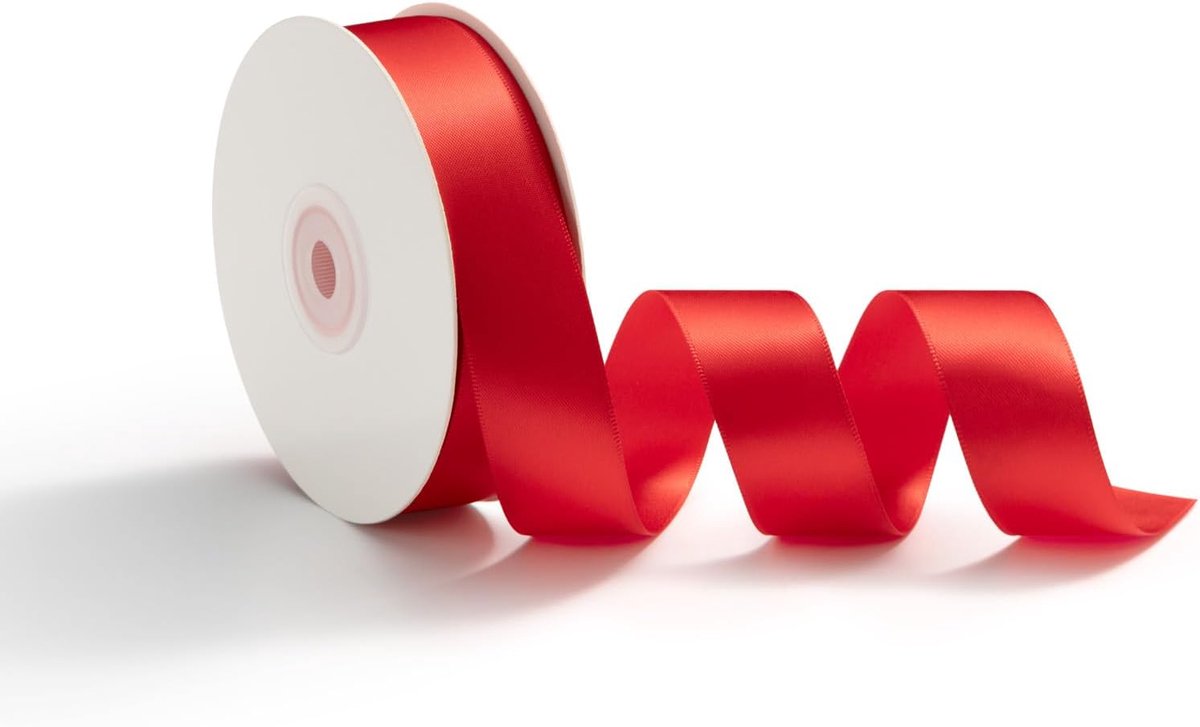 25 mm x 23 m satijnen lint, cadeaulint, knutsellinten, decoratief lint voor bruiloften, cadeauverpakking, rood