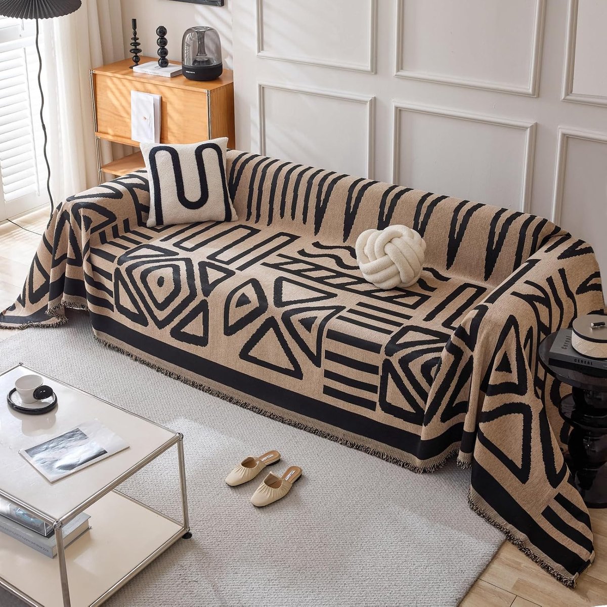chenille-kwastjes bankdeken, gooit voor bankdeken, bedsprei voor slaapkamer, bank, reizen, kinderen, slaapkameraccessoires 180 x 230 cm-donkere curry