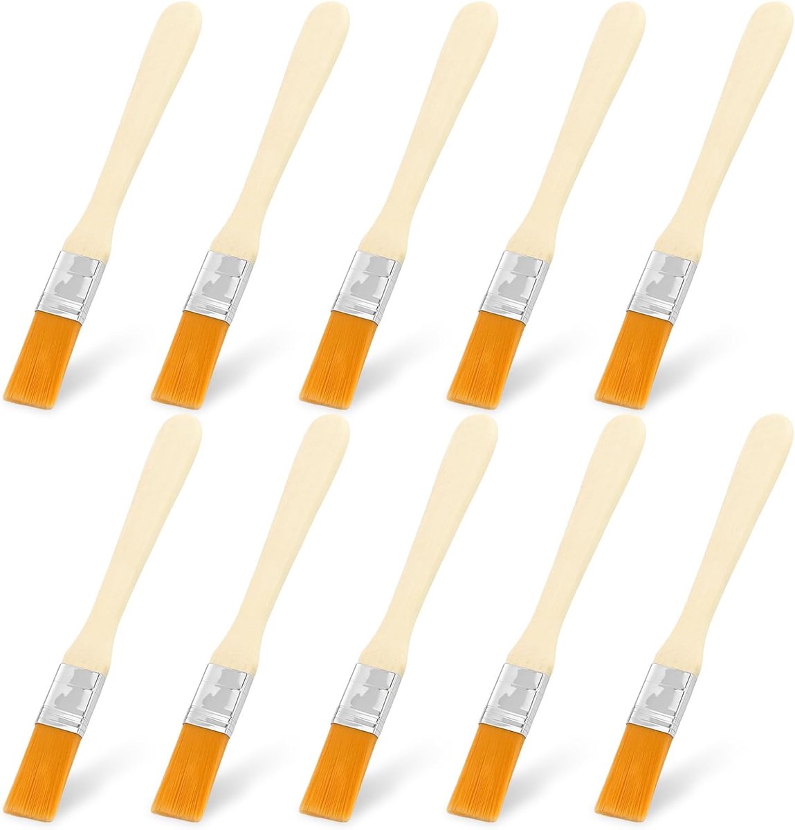 10 stuks kleine penselen, 13 cm lang, platte kwasten met houten handvat, nylon, lakkwast voor kunst, schilderbenodigdheden, schilderen, doe-het-zelf