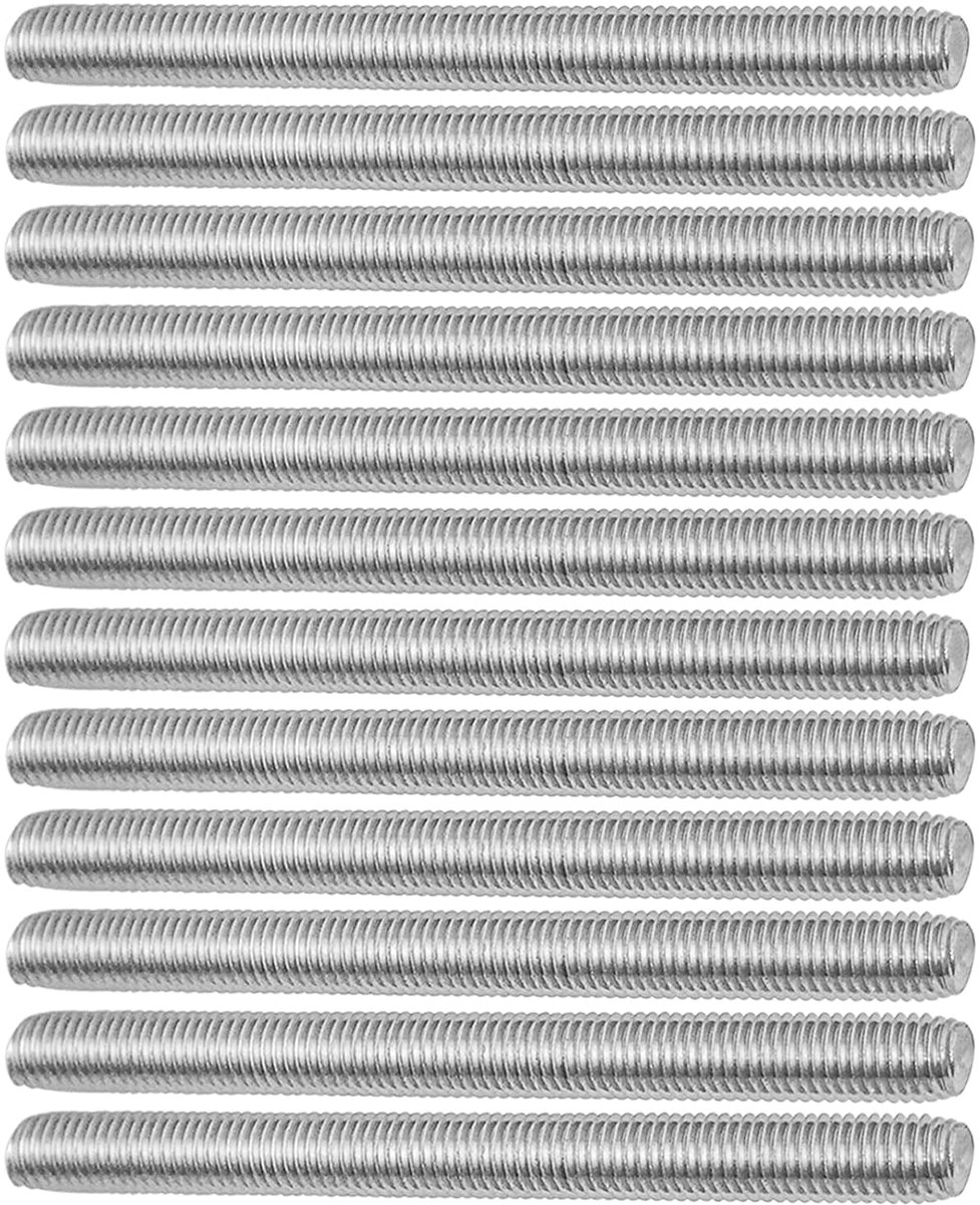 12 stuks schroefdraadstangen M8 x 100 mm, draadstang van roestvrij staal A2 V2A voor bouw en mechanica