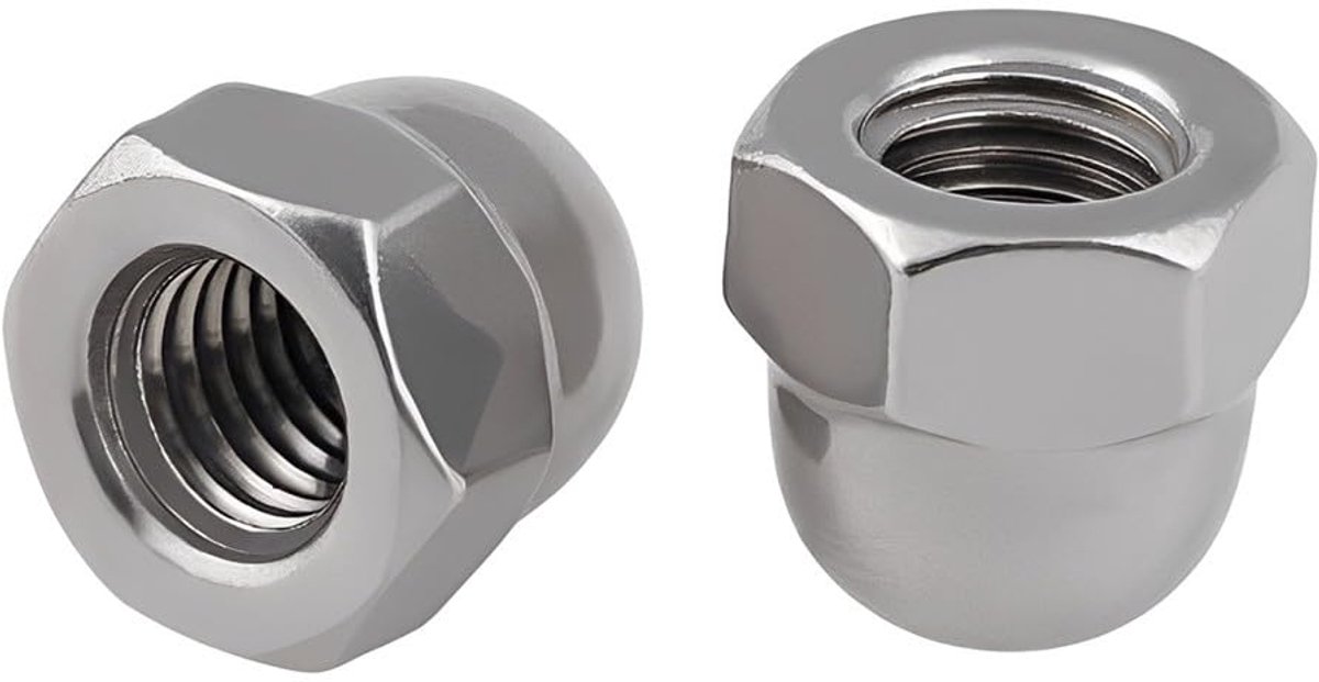 20 Stuks Dopmoeren Zeskant Hoedmoeren - roestvrij staal A2 zeskant dopmoeren Hoedmoeren hoge koepelmoeren afdekkappen voor Schroeven Schroefdraadstang en Schroefdraadbouten M6 (6mm)