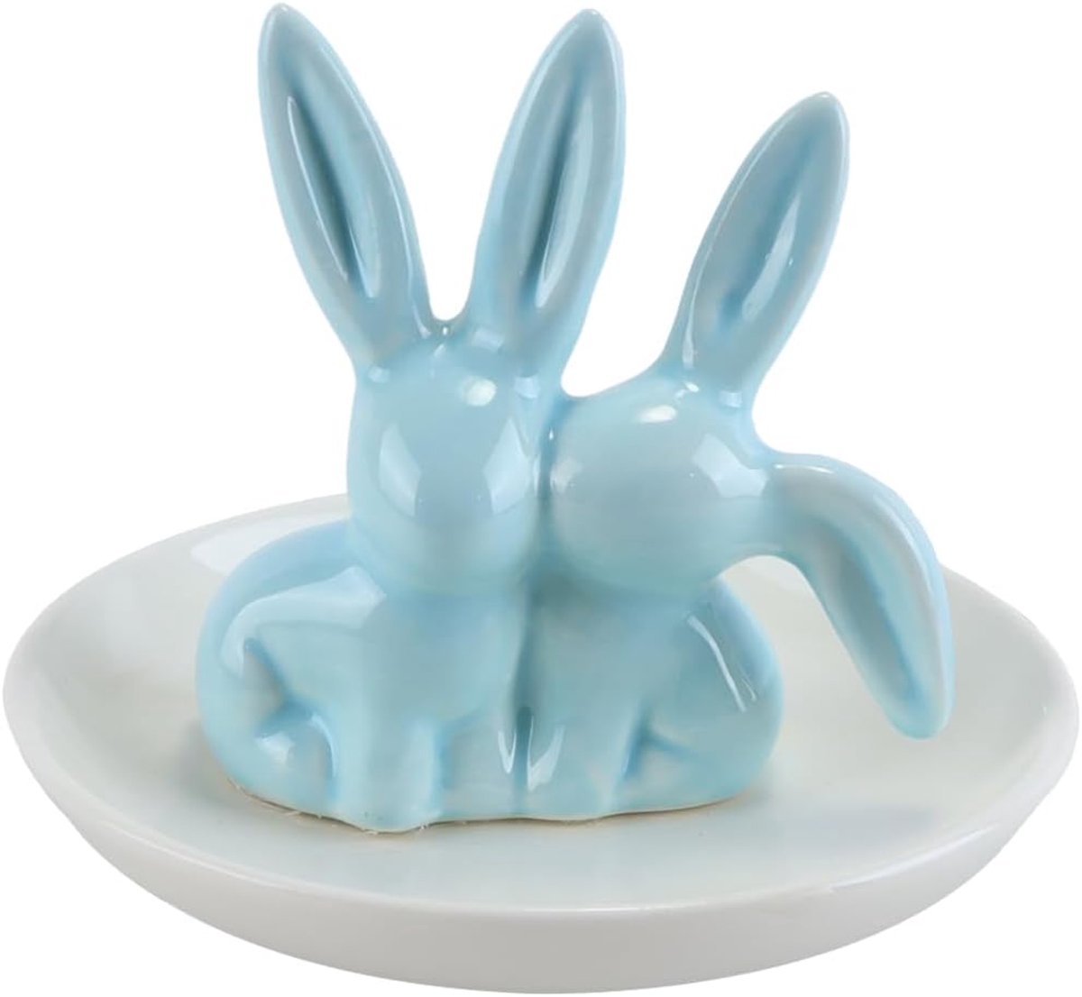 konijnenringhouder, blauw konijnensieradenbakje, vintage sieradenbakje voor ringen, oorbellen en kettingen