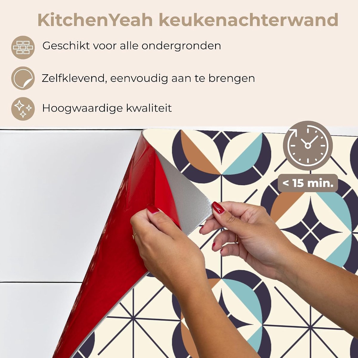 keukenachterwand 80x150 cm zelfklevend keuken decoratie accessories home kitchen spatscherm Retro - Design - Geometrie