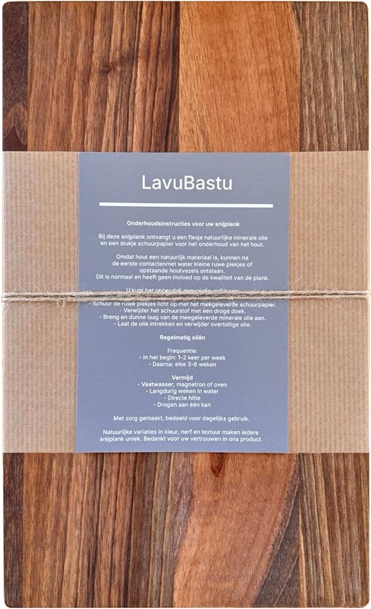 LavuBastu Walnoten Snijplank 30×18×2 cm – Massief Europees Walnoothout – Handgemaakt – Inclusief Onderhoudsolie
