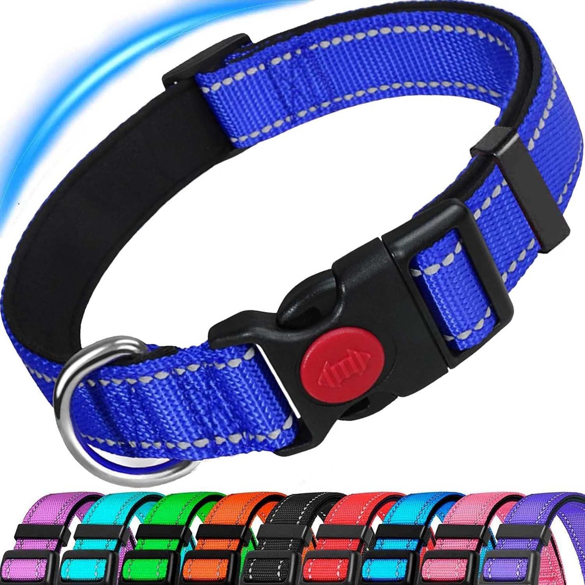 SnelShoppen - Reflecterende Hondenhalsband met Veiligheidsluiting, Verstelbare Duurzame Nylon Puppy Halsbanden voor Kleine en Middelgrote Honden, Zach