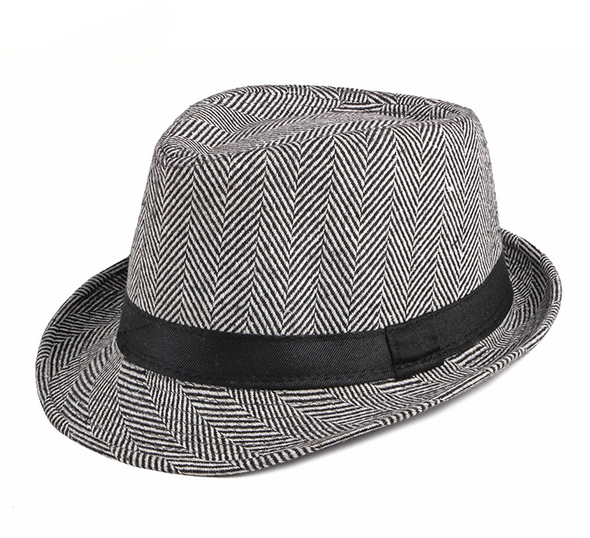 KZQ Hats – Vilthoed met brede rand – Unisex casual jazzhoed – Stijlvol en veelzijdig – Geschikt voor dagelijks gebruik en feestjes – Zwart en wit – Hoedomtrek 55-58 cm