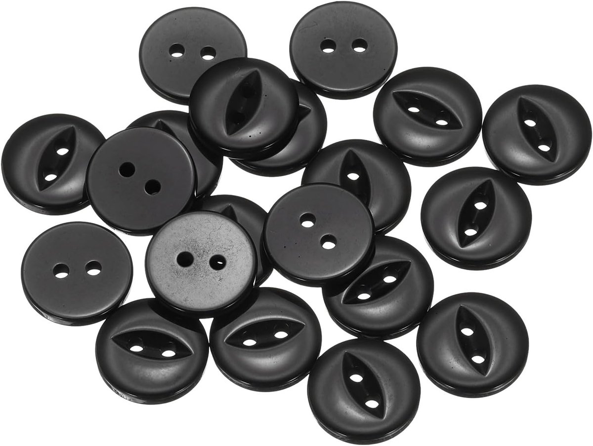 20 stuks 24 L zwarte ronde naaiknopen 15 mm 5/8" hars 2 gaten visoog handwerk reserveknop voor handwerk broeken jurken rok kleding sluitknopen