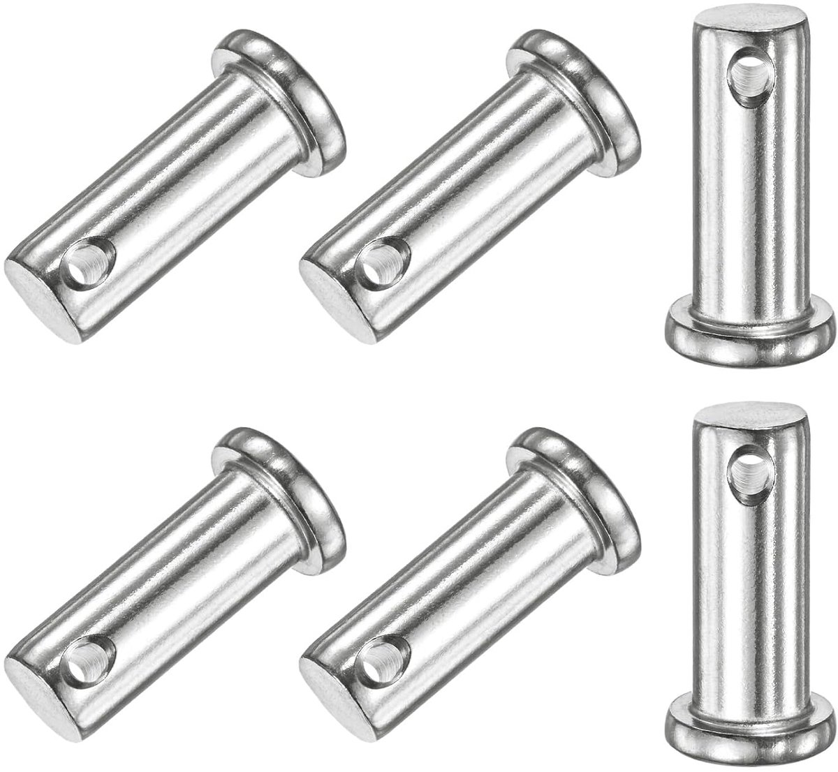 METERXITY Set van 6 vorkpennen met één gat, M10 x 25 mm, platte koppennen van roestvrij staal 304, herbruikbaar verbindingsscharnier