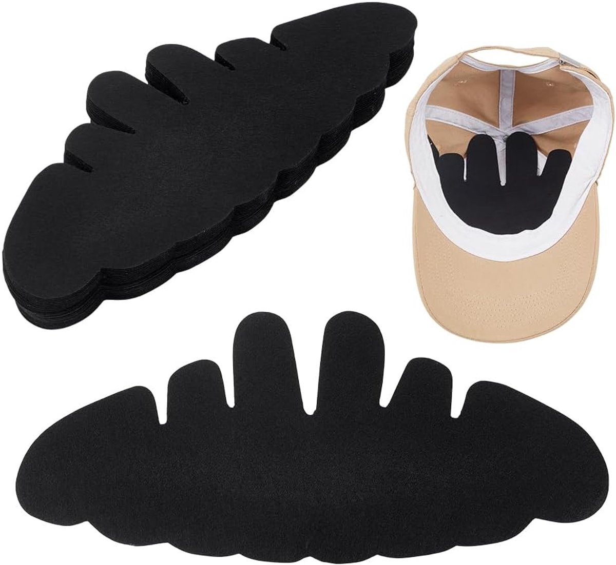 24 stuks vilten hoed zweetvoering caps honkbal caps inserts vormers flexibele wasbare herbruikbare zwarte hoed vormers hoeden ondersteuning rand voor honkbal cap gemonteerde bal sport