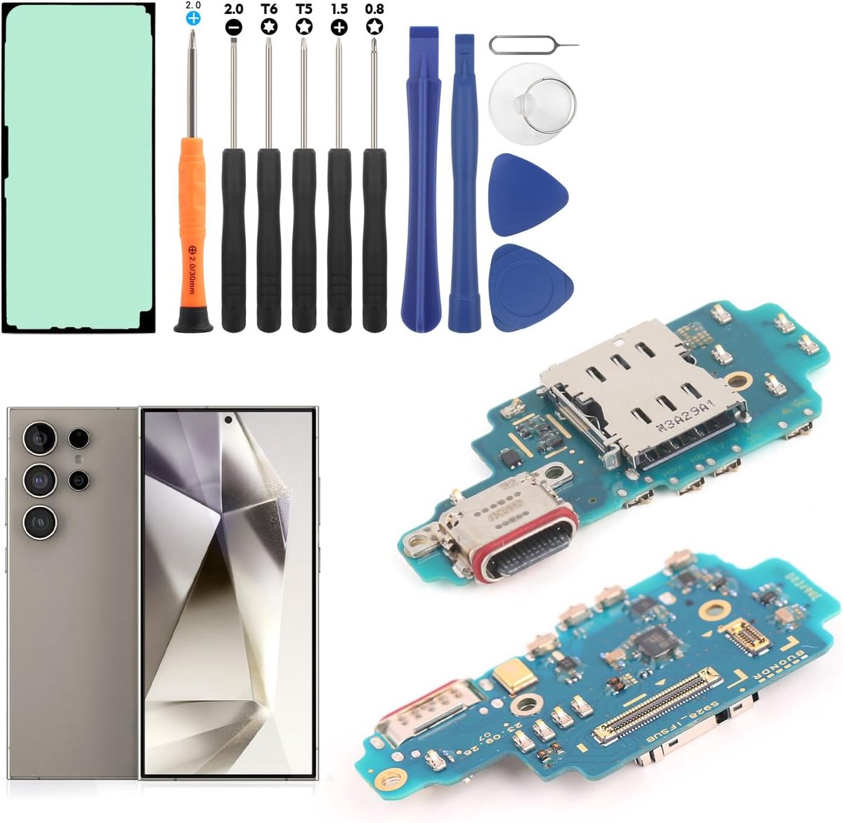 Oplaadaansluiting voor Samsung Galaxy S24 Ultra 5G S928B Dock Connector Port Charger Oplaadpoort Microfoon Audio Jack Flex Kabel + Installatiegereedschap
