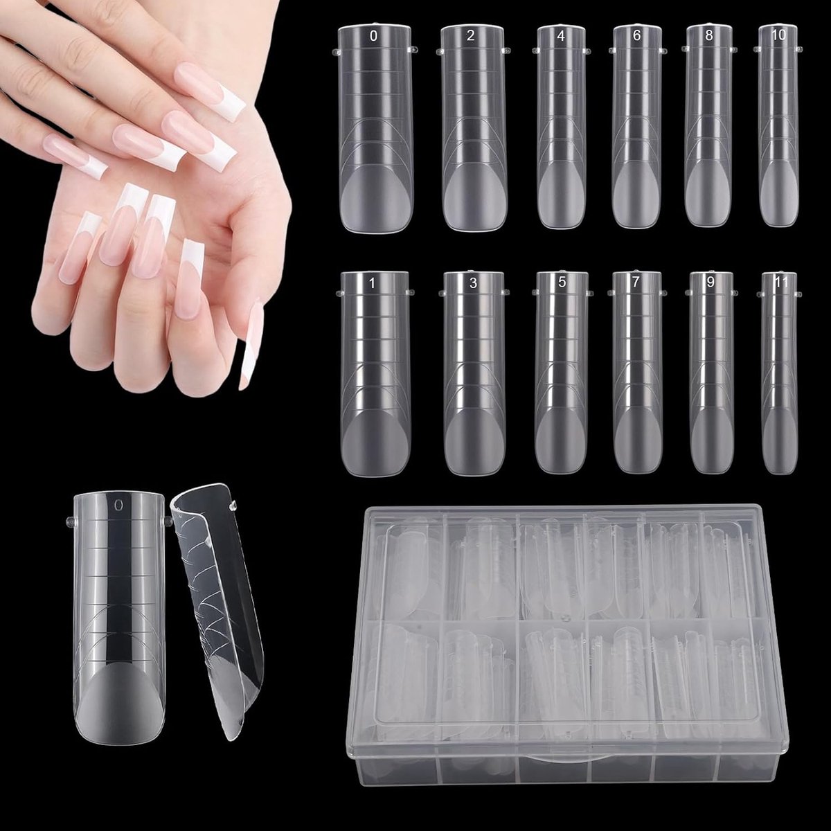 120 Stuks Dubbele Nagelvormen, 12 Maten Dual Nail Forms Set | Nail Extension Forms, Nagelverlenging, Dual Nail Systeem Vorm, met Heldere Schaallijnen, voor Verlenging, Manicure