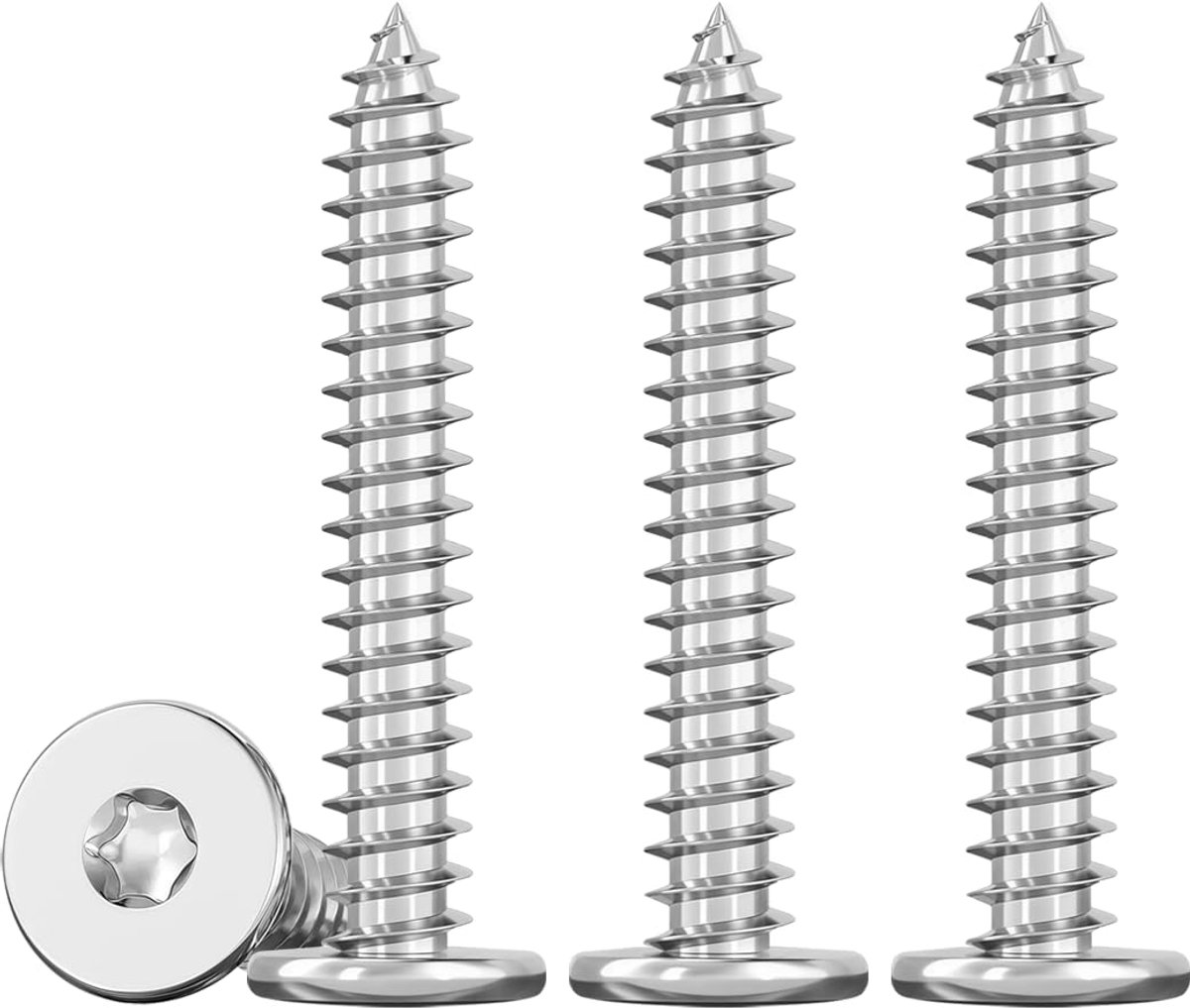 Roestvrijstalen Schroeven Hout M4 X 40 mm, 50 Stuks Schroeven Met Platte Kop Roestvrij Staal A2 V2A Plaatschroeven Ideaal Voor Binnen- En Buitentoepassingen