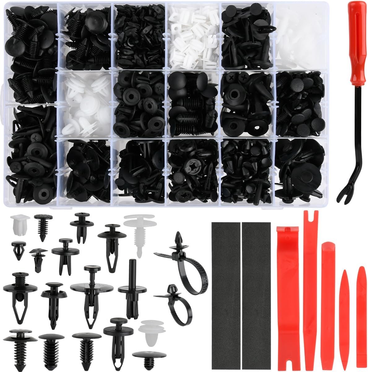 716 stuks bevestigingsclips voor de auto, autoclipset, spreidklinknagels, universele kunststof klinknagels, deurbekleding, klemmen, bumpers, sierlijsten, plastic clipset met