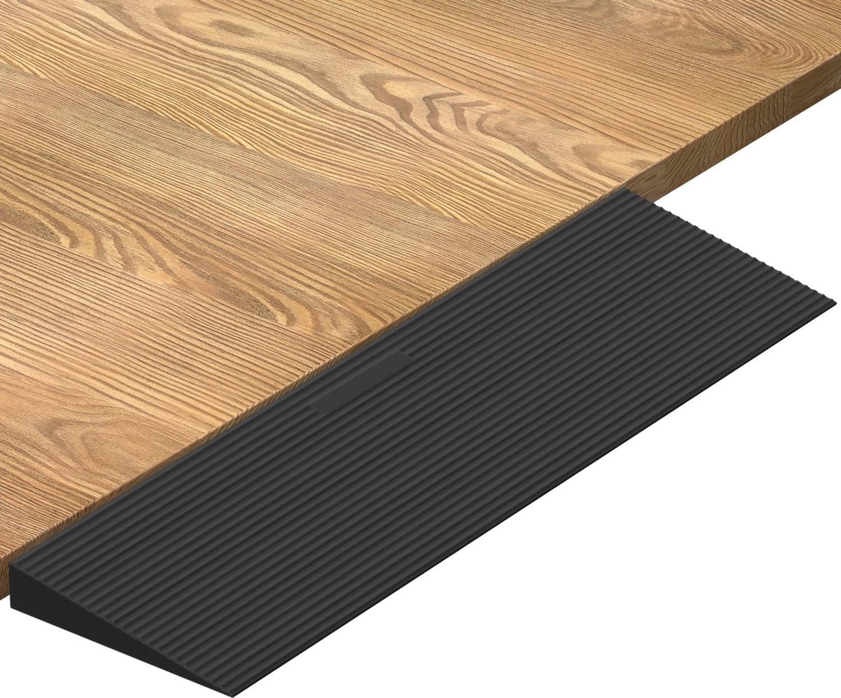 90 x 14 x 1,5 cm, rolstoelhelling van massief rubber, tot 1,5 t, in te korten en antislip oprijplaat voor robotstofzuigers, kinderwagen, rollator, met dubbelzijdig plakband