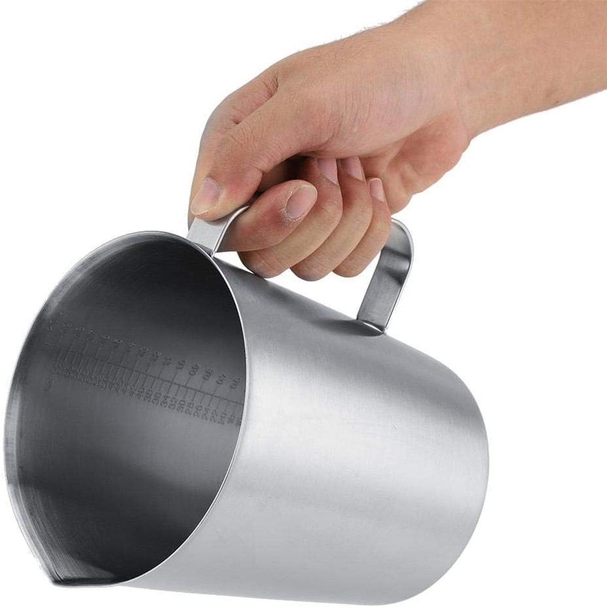 maatbeker, 500-2000 ml melkkan schaal beker met handvat eendenbek uitloop schuimkruik binnenschaal keuken koken bakgereedschap, voor latte koffie kunst (2000 ml)
