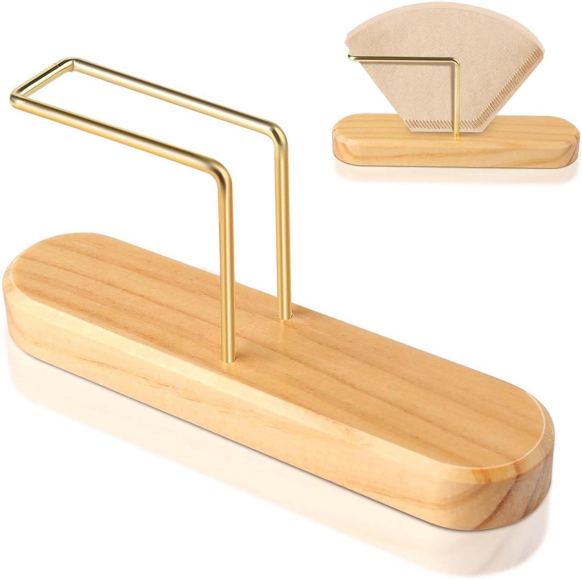 1 stuks koffiefilterhouder van natuurlijk hout, filterzakhouder, koffiefilter, papierhouder, koffiefilterhouder van hout, filterhouder voor koffiebar, thuis en kantoor
