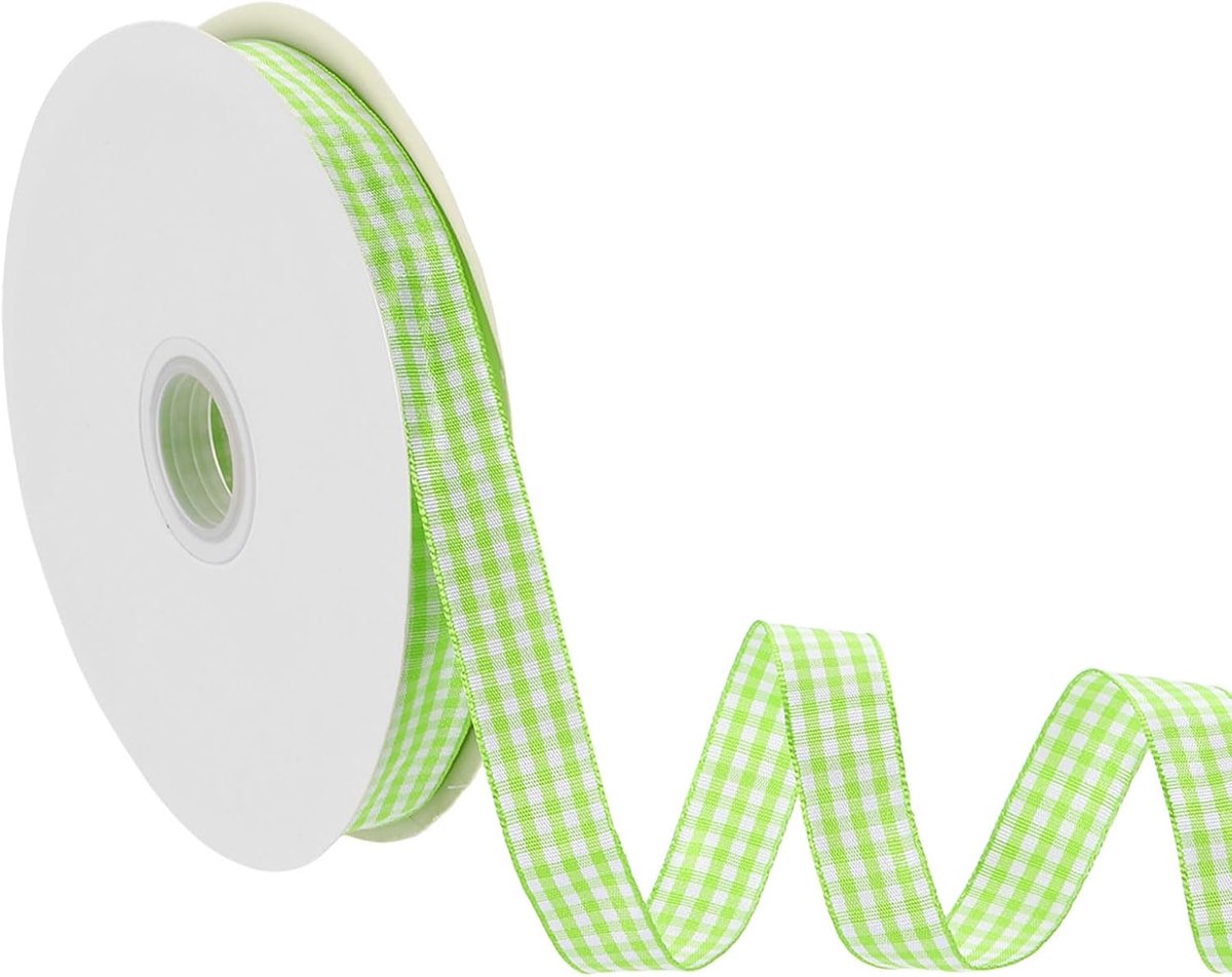 50 Yard x 5/8 Inch Gingham Lint, Plaid Lint Nylon Geruite Geschenkverpakking Strip voor Thanksgiving Strik Krans Craft Verjaardag Bruiloft, Groen