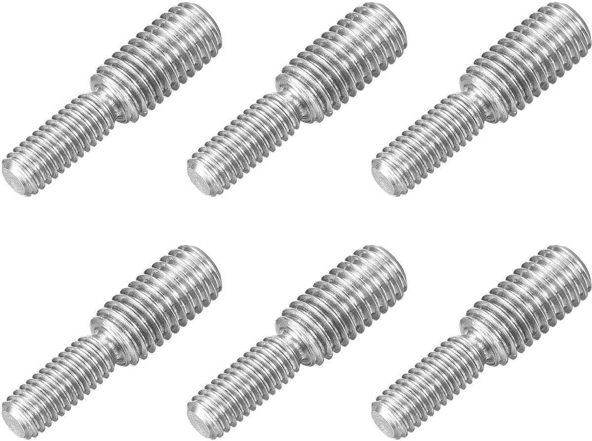 Dubbele schroefdraadbouten, M6 x 15 mm op M8 x 15 mm, 6 stuks schroefdraadreduceringsadapters van roestvrij staal 304 voor montage van meubels en machines, snelle bevestiging