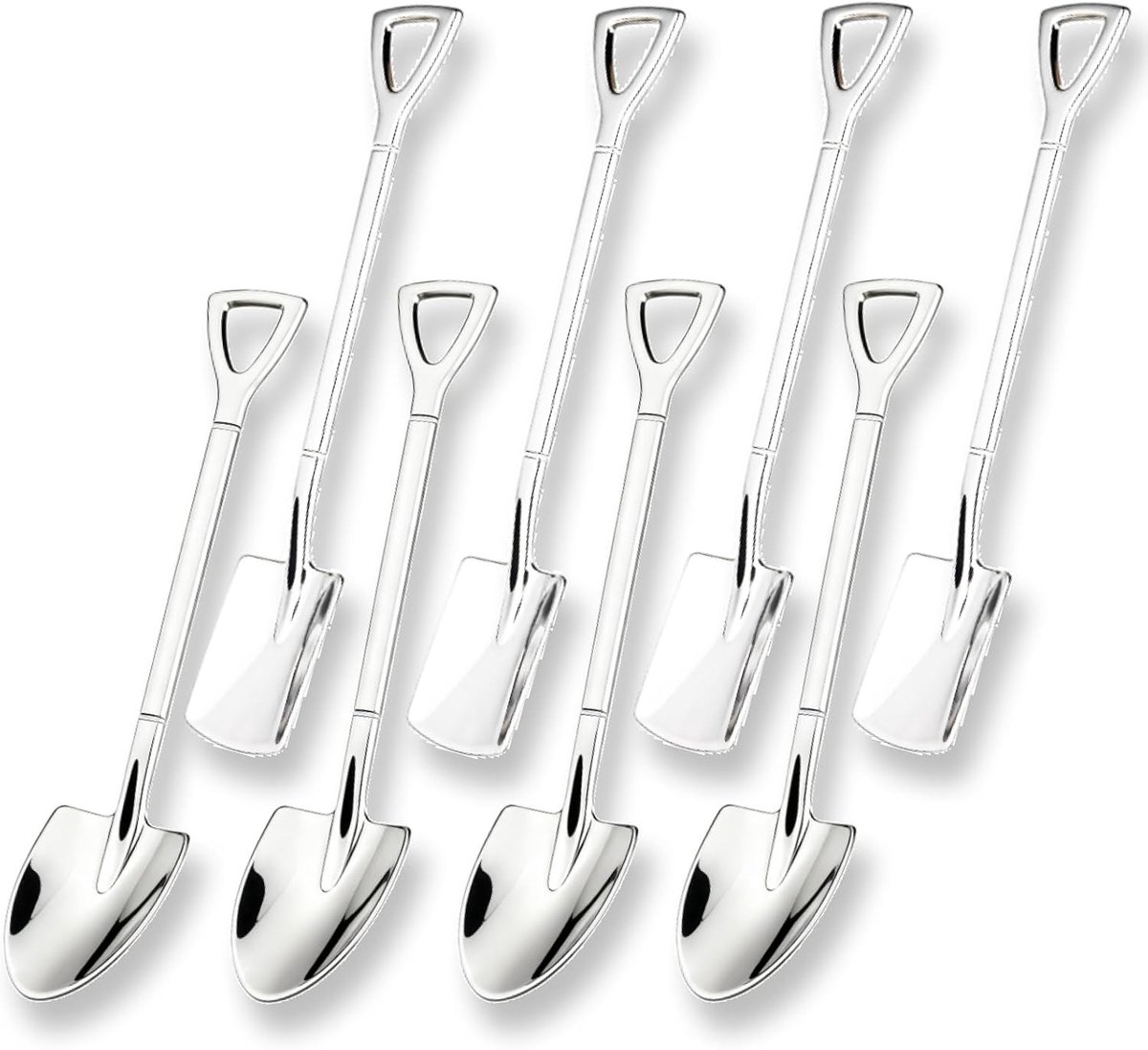 8 stuks 304 roestvrijstalen spatlepels, duurzame scheplepels voor koffie, thee, dessert, ijslepel, spade lepel voor melkthee, ijsthee, snacks en dranken