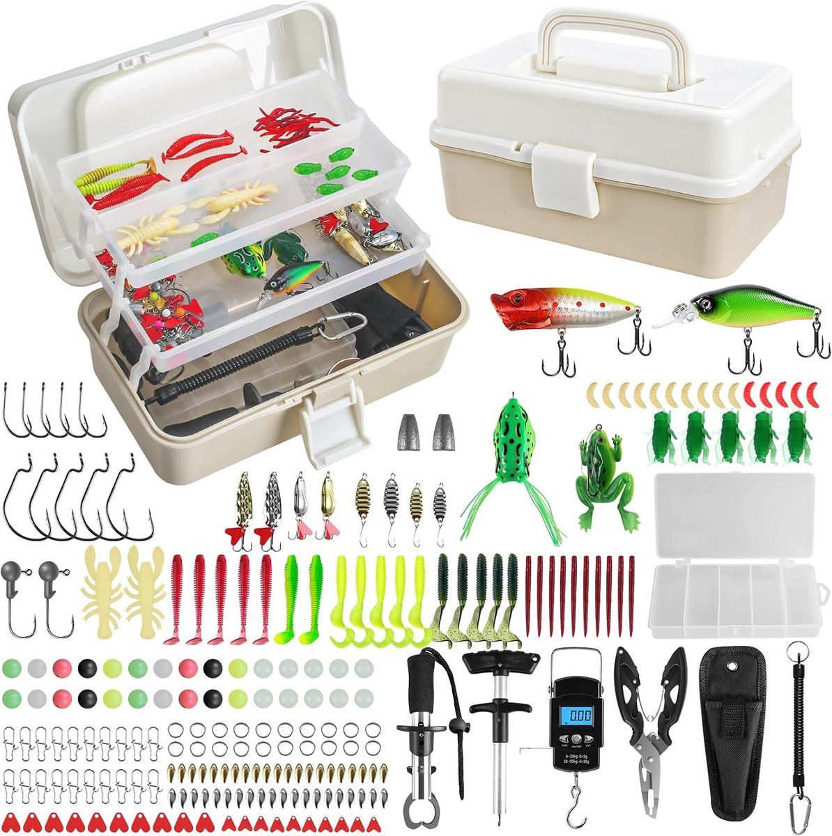 Viskofferset, visbox met lipklemmen, haakverwijderaar, forelaas, baars, visuitrusting voor volwassenen, beginners, viscadeau voor mannen