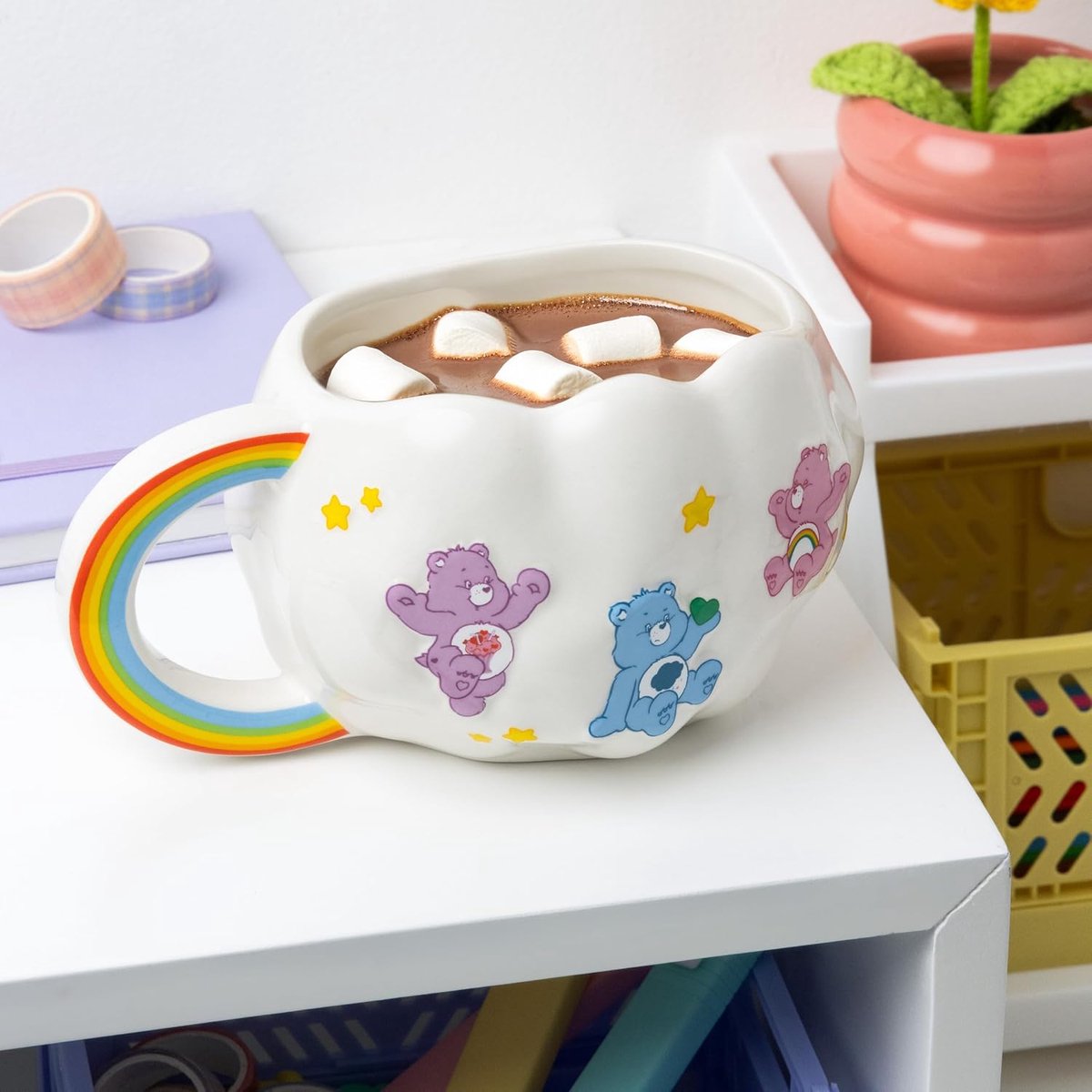 Bears Paladone Wolkvormige mok met regenbooghandvat - Officieel gelicenseerde 450 ml keramische koffiekop voor warme dranken, thee, warme chocolademelk, schattig verzamelobject voor fans van