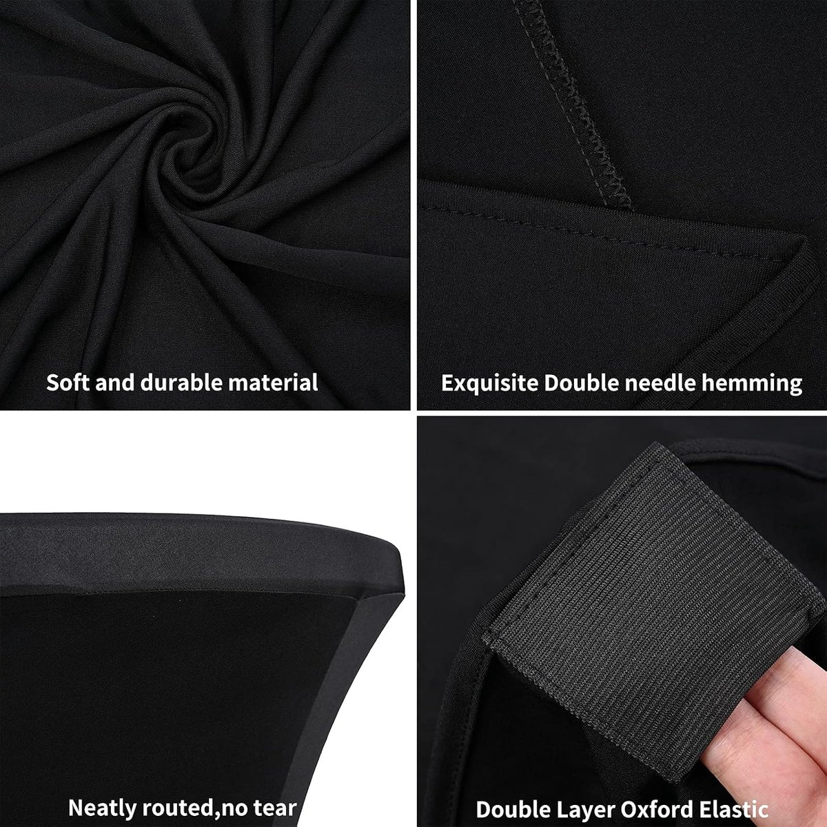 8-pack cocktail spandex stretch vierkante hoeken tafelkleed 70 x 110 cm zwart getailleerde hoge tafel, cocktail rond tafelkleed tafelkleed voor bar bruiloft cocktail party banket tafel