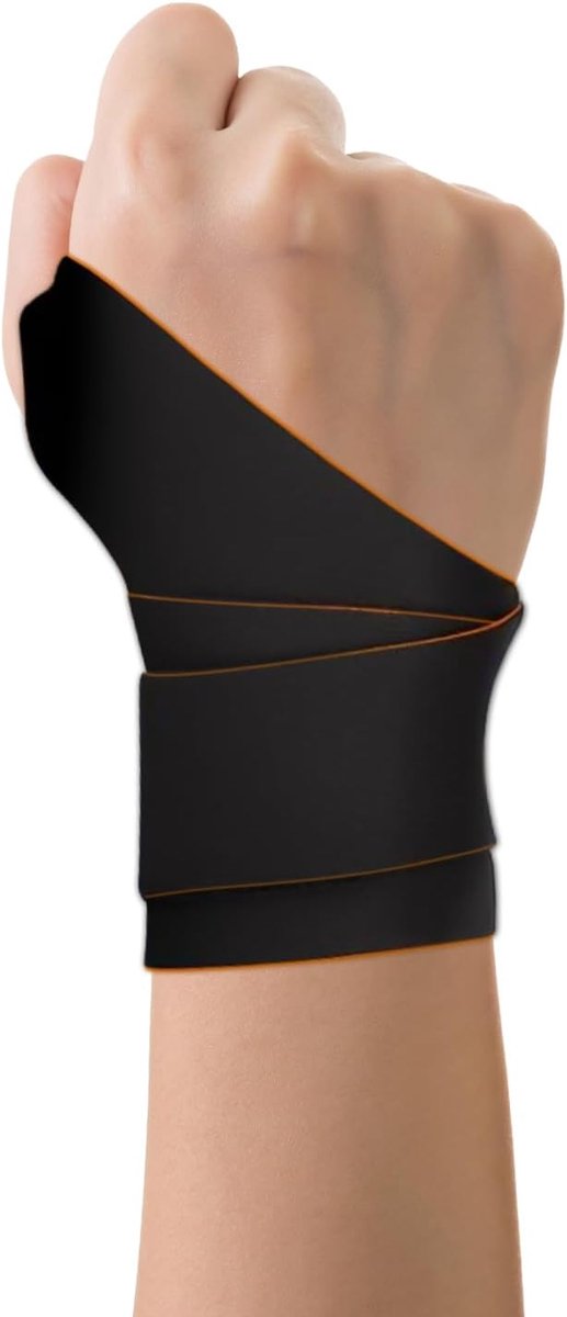 Dunne 1,2mm Polsbrace, Carpaal Tunnel Polsondersteuning met Siliconen Massagepunten, Ademend Spandex Stabilisator (Zwart/Oranje) — afbeelding 5