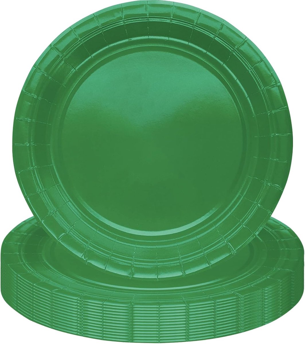 Borden, Groen Papieren Bord, 18cm/7inch Verjaardagsbord voor Volwassenen Kinderen, Effen Kleur Tafeldecoraties voor Verjaardag, Bruiloft, Picknick, Feestartikelen voor 16 Gasten