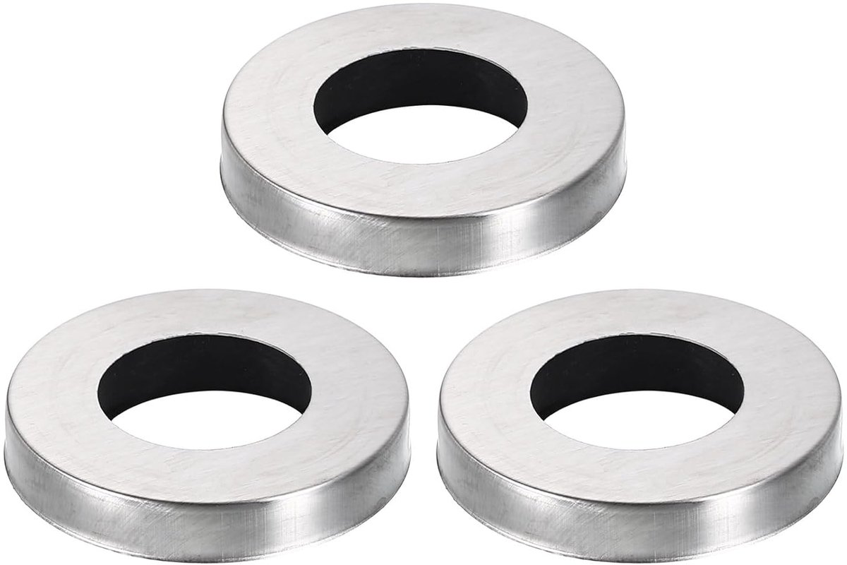 3 stuks basisringen voor kraan 41 x 21 x 7 mm (OD x ID x D) roestvrijstalen draadtreksluitringen bevestigingen kraan gat afdekking voor badkamer keuken koudwaterkranen, zilver