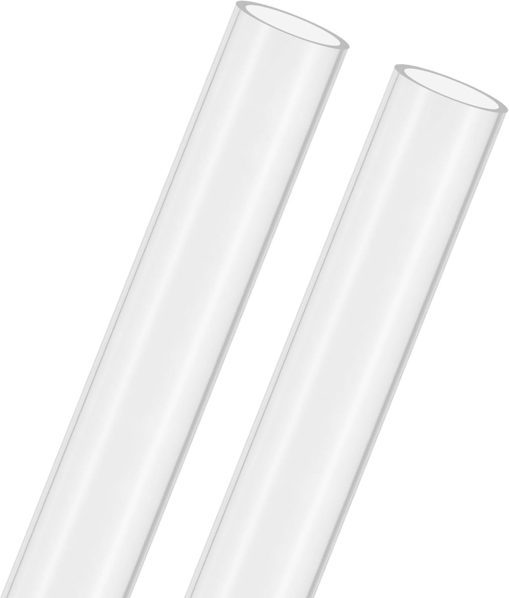 METERXITY 2-Pack Heldere Stijve Acryl Pijp, 20 mm[0,79"] ID x 24 mm[0,94"] OD Kunststof Ronde Buis voor Waterkoelsysteem/Lampen/Fonteinen/Aquaria/Displaystandaard, Acryl Buizen [305 mm/12 IN]