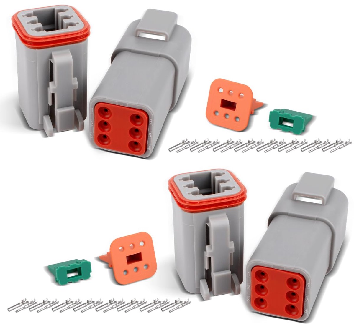 2 Set 6 Pin Way Verzegelde Grijze Mannelijke en Vrouwelijke Auto Waterdichte Elektrische Draadsluiting Stekker voor 22-16AWG