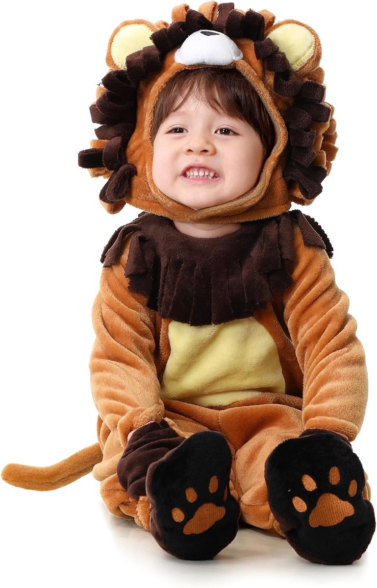 babykostuum leeuw voor kinderen, koe, cosplay, pluche, set met handschoenen, hoofdbedekking, jurk