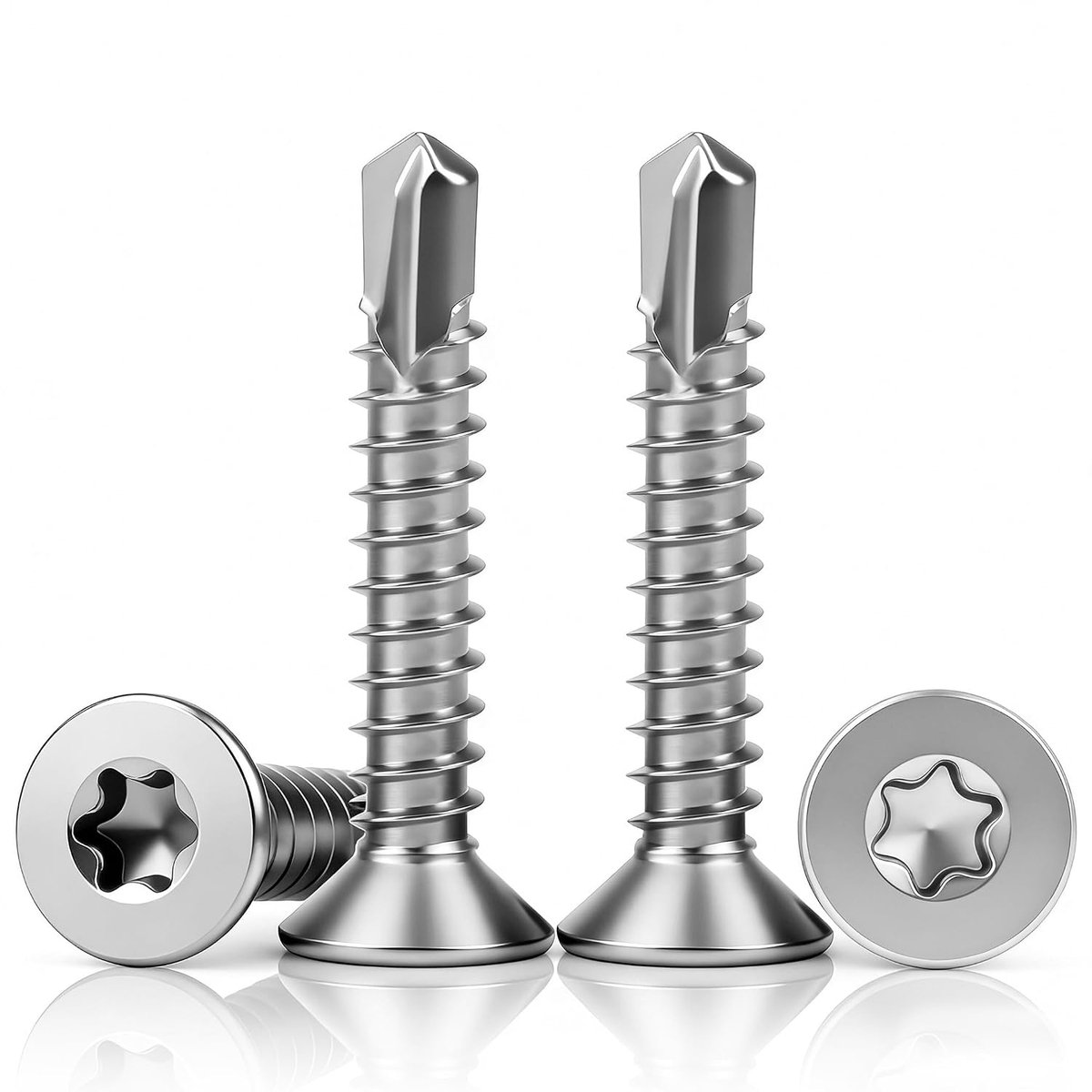 100 stuks boorschroeven Zelftappende schroeven Torx roestvrij staal M4.8x13mm Zelfborende schroeven voor staal Metaalschroeven Zelftappende Plaatschroeven Senkkop voor plaatbevestiging