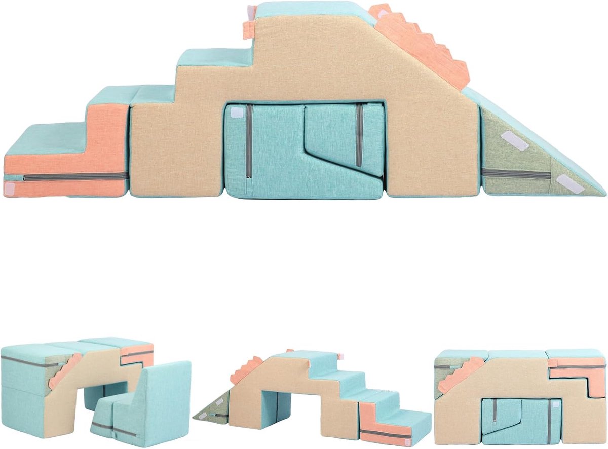 4-in-1 schuimrubberen bouwstenen, grote bouwstenen, schuimrubberen klimblokken, Montessori-speelgoed, voor zachte creativiteit en fantasie voor baby's vanaf 1 jaar, schuimklimblokken