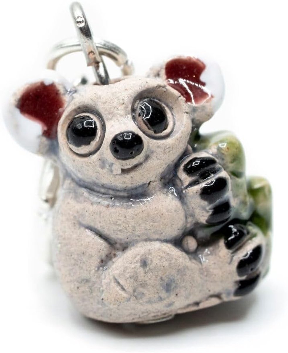 Koala Charm Hanger Kinderen Keramische Kraal Zoo Jungle Handgemaakte - Handgemaakte Mode-sieraden I Verzilverde Hanger - Bedelhanger Armband - Hanger voor Armband, 14mm, Keramiek, niet