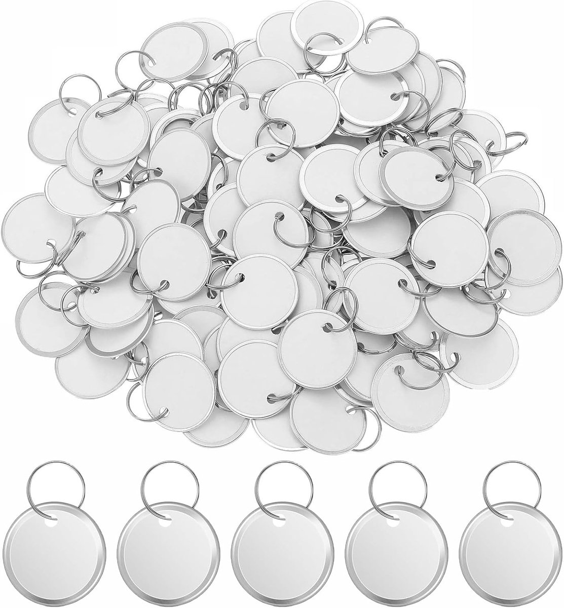 180 stuks ronde labels blanco papieren etiketten met ring metalen rand prijskaartje voor prijzen cadeau sieraden kleding kluisjes pub rust supermarkt hotel garage benodigdheden label hang tag (wit 31