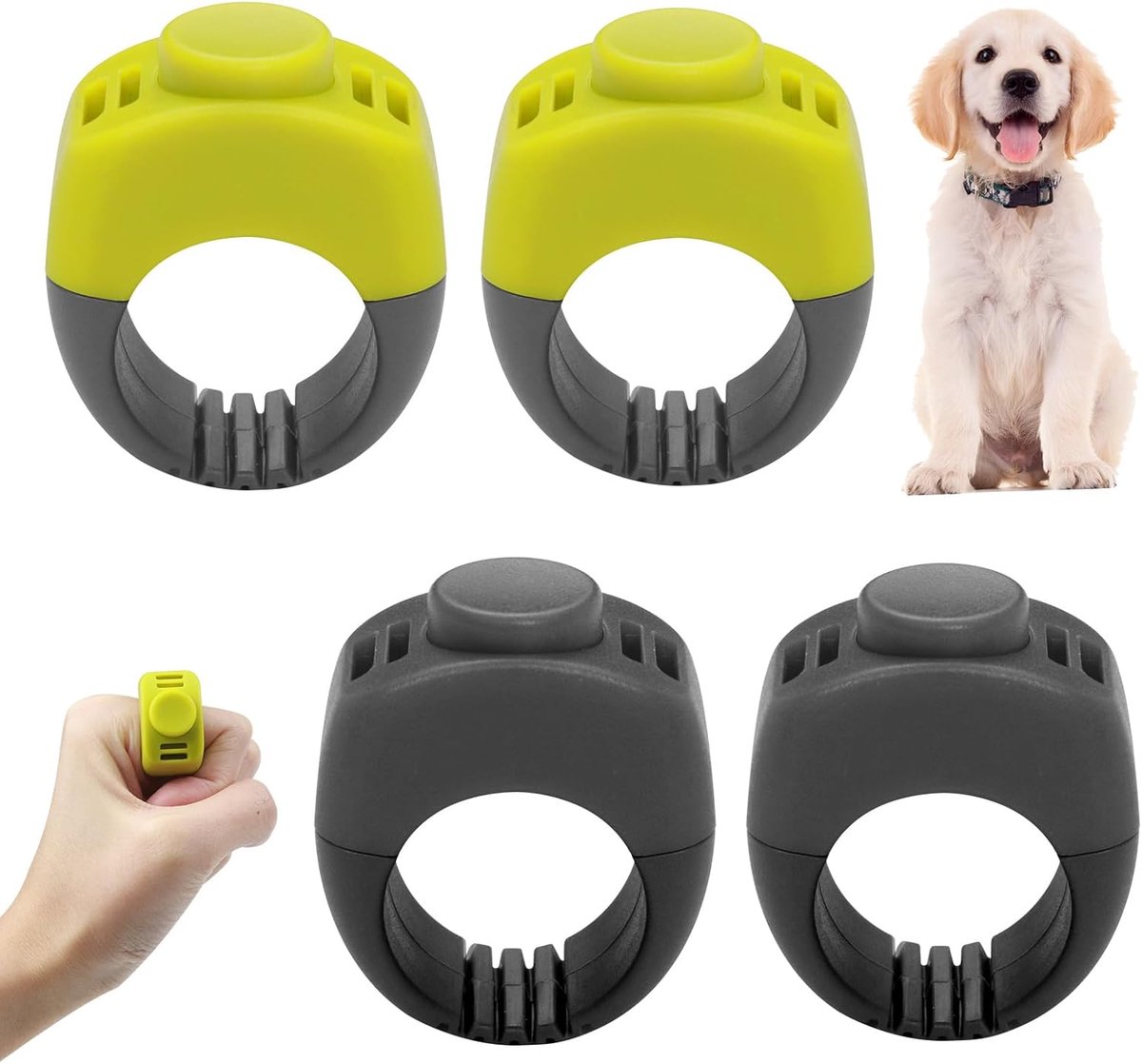 4 x clicker hond (19 mm/21 mm) in grasgroen en grijs