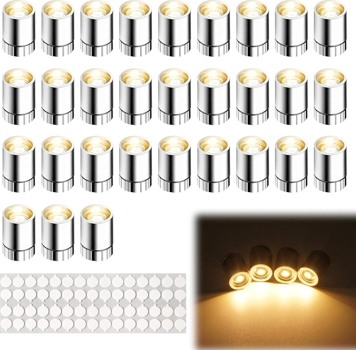 30 stuks mini-ledlampen voor poppenhuisverlichting, warmwit, kleine ledlampen met batterij en kleefpunten, poppenhuisverlichting, miniverlichting, miniatuurlamp voor miniatuurmodellen, ballon