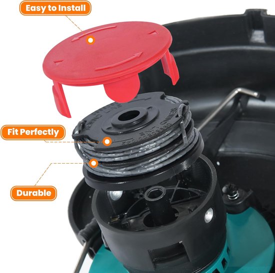 Spoelen voor Bosch ART 24 27 30 Grastrimmer - 6 Spoelen en 2 Deksels voor AdvancedGrassCut36 — afbeelding 3