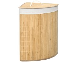 Damenzo - Wasmand - Wasmand met deksel - Wasmanden - Wasmand hoekmodel - Afneembare hoes - 55 Liter - 38X38X57 cm - Bamboe