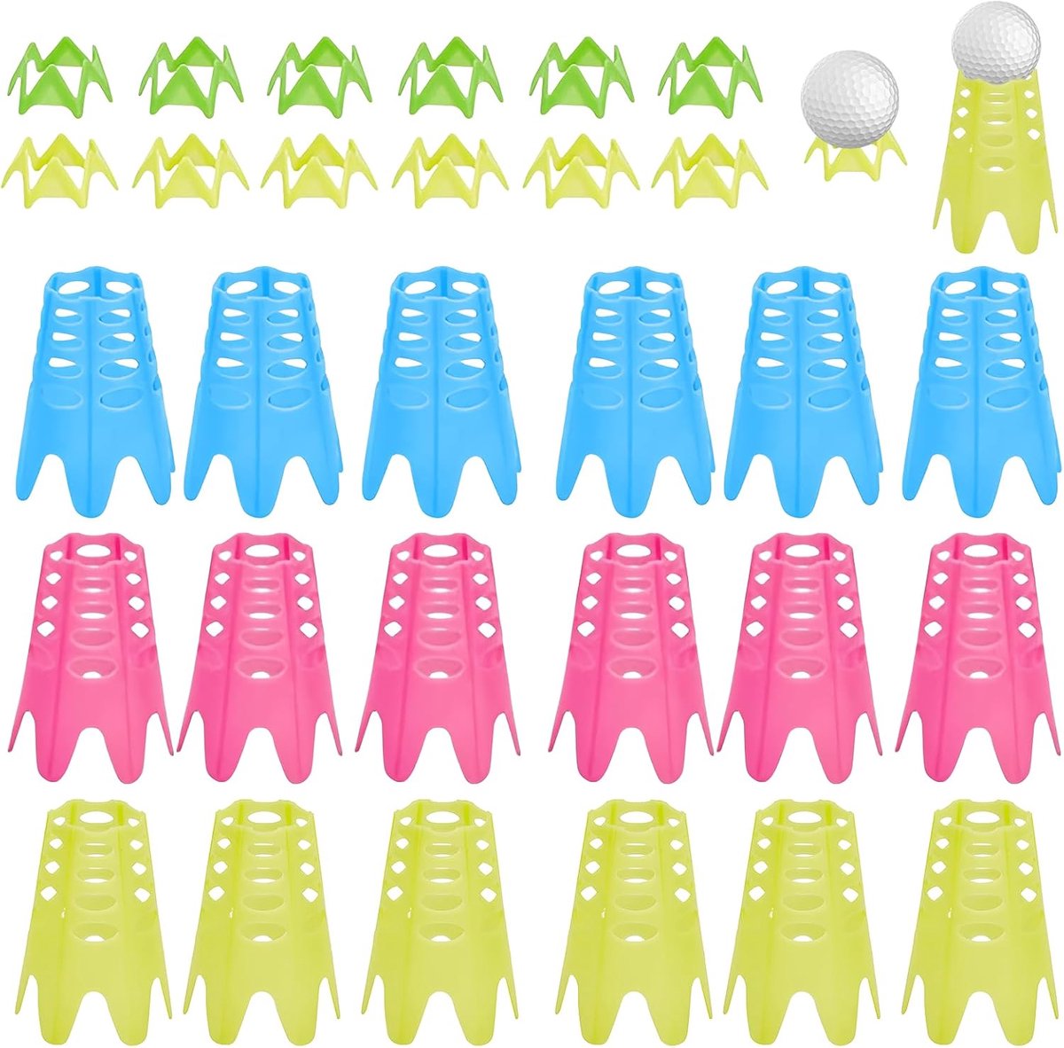 Tees: 30 stuks golfsimulator-tees, kunststof golftees, 2 maten, herbruikbaar, korte en lange golftees, geschikt voor spelers, golfliefhebbers, beginners