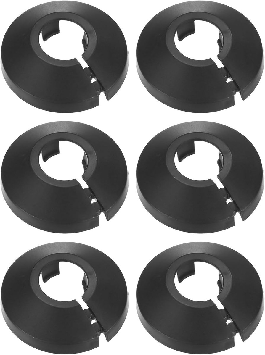 METERXITY Set van 6 buisafdekkingen, geschikt voor waterleidingschild met 16 mm buitendiameter, afdekking voor waterafvoerleiding [zwart]